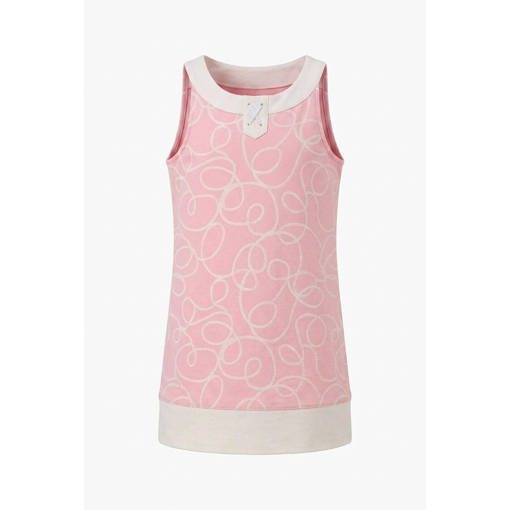 Janie and Jack Girls Pink White Nautical Rope Print Sleeveless Shift Dress 12